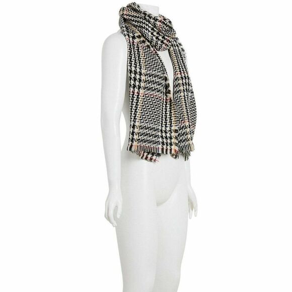 Steve Madden White Black Check Mate Day Sequin Oversized Blanket Wrap OS NWT - Picture 1 of 8